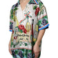 Multicolor Short Sleeve Silk Food Shirt Top
