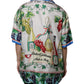 Multicolor Short Sleeve Silk Food Shirt Top