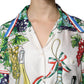 Multicolor Short Sleeve Silk Food Shirt Top