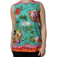 Multicolor Floral Silk Sleeveless Tank Top