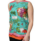 Multicolor Floral Silk Sleeveless Tank Top