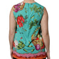 Multicolor Floral Silk Sleeveless Tank Top