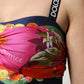 Multicolor Floral Sleeveless Bustier Cropped Top