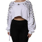 White Embellished Long Sleeve Cropped Sweater