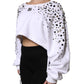 White Embellished Long Sleeve Cropped Sweater