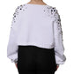 White Embellished Long Sleeve Cropped Sweater