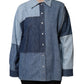 Blue Cotton Button Up Collared Long Sleeve Top