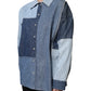 Blue Cotton Button Up Collared Long Sleeve Top