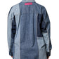 Blue Cotton Button Up Collared Long Sleeve Top