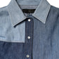 Blue Cotton Button Up Collared Long Sleeve Top