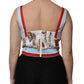 White Vegetable Print Sweetheart Cropped Top