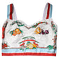 White Vegetable Print Sweetheart Cropped Top