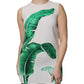 White Banana Leaf Print Round Neck Tank Top
