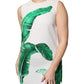 White Banana Leaf Print Round Neck Tank Top
