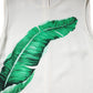 White Banana Leaf Print Round Neck Tank Top