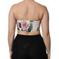 White Floral Print Cropped Bustier Corset Top