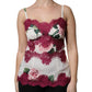 White Rose Print Satin Lace Tank Top Lingerie