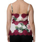 White Rose Print Satin Lace Tank Top Lingerie
