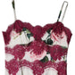 White Rose Print Satin Lace Tank Top Lingerie