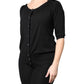Black Button Down Short Sleeve Blouse Top