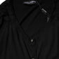 Black Button Down Short Sleeve Blouse Top