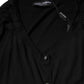 Black Button Down Short Sleeve Blouse Top