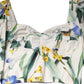 White Floral Puff Sleeves Crop Blouse Top