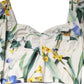 White Floral Puff Sleeves Crop Blouse Top
