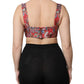 Red Floral Brocade Cropped Bustier Corset Top