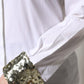 White Cotton Long Sleeves Sequin Shirt Top