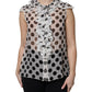 White Black Polka Dot Cotton Sleeveless Top