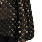 Black Sheer Tied Neck Polka Dots Blouse Top