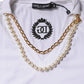 White Necklace Cotton Short Sleeve T-shirt