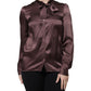 Brown Ascot Collar Long Sleeve Blouse Top