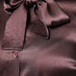 Brown Ascot Collar Long Sleeve Blouse Top