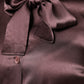 Brown Ascot Collar Long Sleeve Blouse Top
