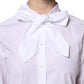 White Ascot Collar Long Sleeve Blouse Top