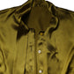 Olive Green Ascot Collar Long Sleeve Blouse Top