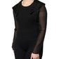Black Silk Sheer Long Sleeves Blouse Top