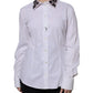 White Embellished Collared Dress Shirt Top