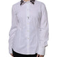 White Embellished Collared Dress Shirt Top