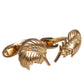 Gold 925 Sterling Silver Crystal Leaf Accessory Cufflink