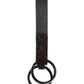 Brown Leather DG Plaque Double Keyring Holder Keychain