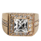 Gold Tone Sterling Silver 925 Crystals Ring