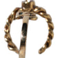 Gold Tone Engraved Logo Clear Crystals Adjustable Ring