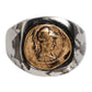 Silver Tone Engraved Two Color Real Brass Ring