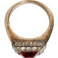 Gold Tone Sterling Silver 925 Crystals Ring