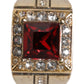 Gold Tone Sterling Silver 925 Crystals Ring