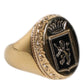 Gold Tone Engraved Logo Two Color Jewelry Ring