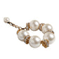 Gold Tone Brass Maxi Pearl Lobster Clasp Logo Bracelet